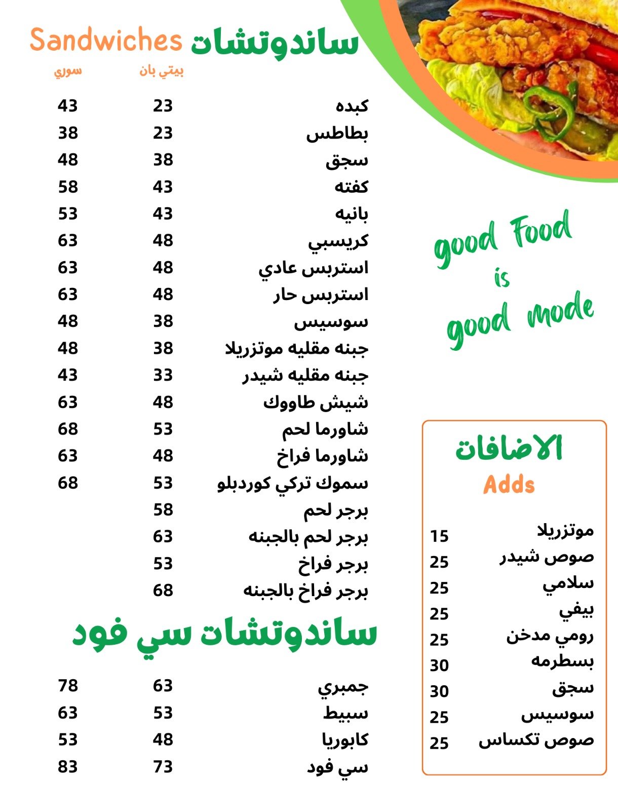 الساندوتشات